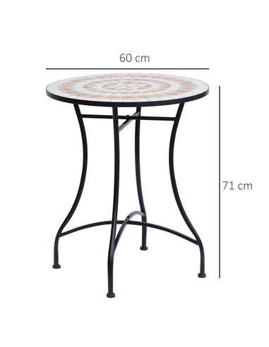 Outsunny 60cm Mosaic Round Bistro Table Side Bar Table Patio Garden Table Outdoor Balcony Furniture 84B-254
