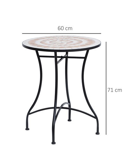 Outsunny 60cm Mosaic Round Bistro Table Side Bar Table Patio Garden Table Outdoor Balcony Furniture 84B-254 - pic 44979 | FastDaddyshop