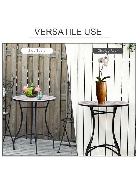 Outsunny 60cm Mosaic Round Bistro Table Side Bar Table Patio Garden Table Outdoor Balcony Furniture 84B-254 - pic 44982 | FastDaddyshop