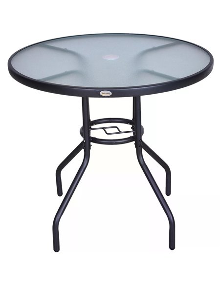 Outsunny Outdoor Round Dining Table with Parasol Hole 80cm, Black 84B-309 - pic 44986 | FastDaddyshop