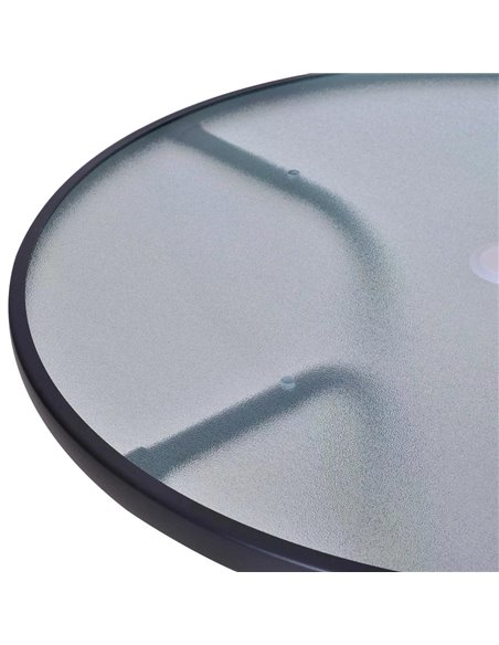 Outsunny Outdoor Round Dining Table Tempered Glass Top Steel Garden Table w/ Parasol Hole 80cm 84B-309 - pic 44993 | FastDaddyshop