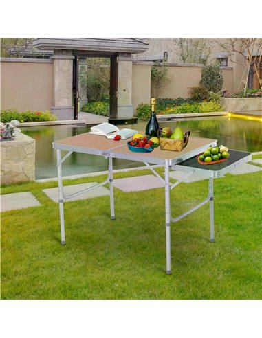 Outsunny Aluminium Pincic Table MDF-Top 3ft, Silver 84B-400V01