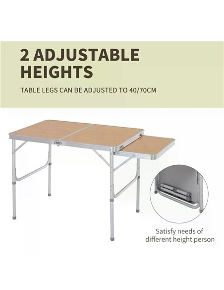 Outsunny Aluminium Pincic Table MDF-Top 3ft Folding Portable Outdoor Table Silver 84B-400V01 - pic 44999 | FastDaddyshop