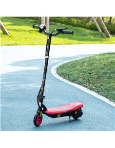 HOMCOM Foldable Electric Scooter, with LED Headlight, for Ages 7-14 Years - Red