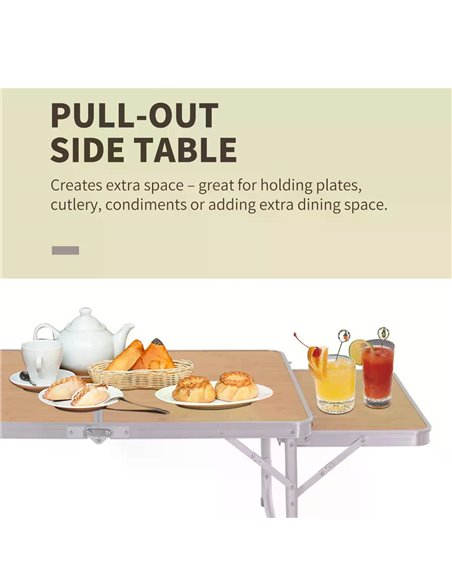 Outsunny Aluminium Pincic Table MDF-Top 3ft Folding Portable Outdoor Table Silver 84B-400V01 - pic 45000 | FastDaddyshop