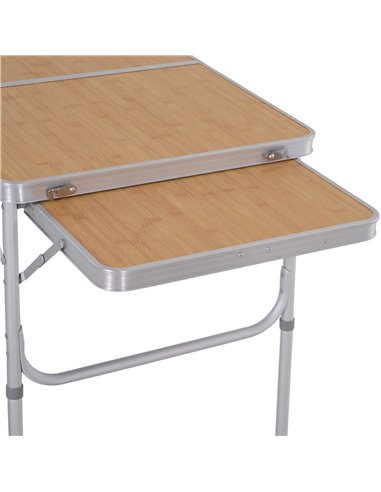 Outsunny Aluminium Pincic Table MDF-Top 3ft Folding Portable Outdoor Table Silver 84B-400V01