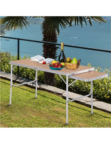 Outsunny Folding Outdoor Aluminium MDF-Top 4ft Table, Silver 84B-400