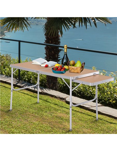 Outsunny Folding Outdoor Aluminium MDF-Top 4ft Table, Silver 84B-400 - pic 45005 | FastDaddyshop
