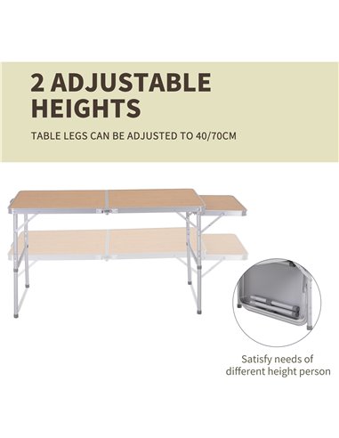 Outsunny Aluminium MDF-Top 4ft Folding Portable Outdoor Table Silver 84B-400