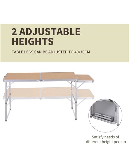 Outsunny Aluminium MDF-Top 4ft Folding Portable Outdoor Table Silver 84B-400 - pic 45008 | FastDaddyshop
