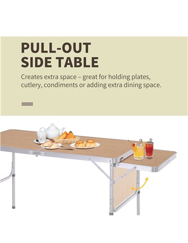 Outsunny Aluminium MDF-Top 4ft Folding Portable Outdoor Table Silver 84B-400