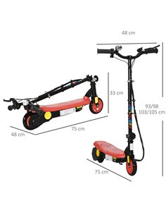 HOMCOM Foldable Electric Scooter, with LED Headlight, for Ages 7-14 Years - Red 2