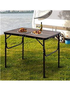 Outsunny 3ft Height Adjustable MDF Folding Camping Table, Coffee 84B-404 2