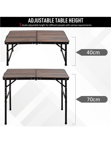 Outsunny 3ft Height Adjustable MDF Folding Camping Table  84B-404