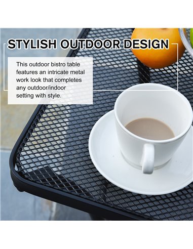 Outsunny Metal Square Outdoor Garden Bistro Table Black 84B-341