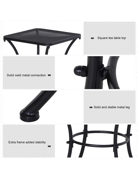 Outsunny Metal Square Outdoor Garden Bistro Table Black 84B-341 - pic 45035 | FastDaddyshop