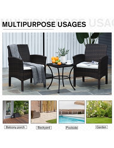 Outsunny Metal Square Outdoor Garden Bistro Table Black 84B-341