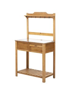 Outsunny Wooden Spacious Garden Potting Table, Natural 845-375