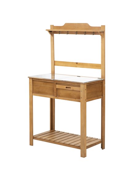 Outsunny Wooden Spacious Garden Potting Table, Natural 845-375 - pic 45040 | FastDaddyshop