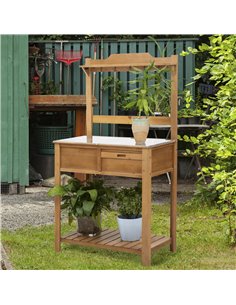 Outsunny Wooden Spacious Garden Potting Table, Natural 845-375 2