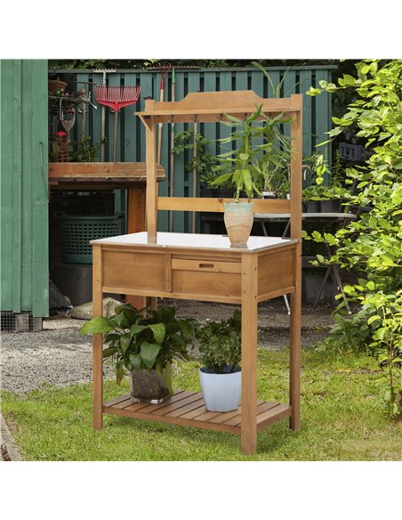 Outsunny Wooden Spacious Garden Potting Table, Natural 845-375 - pic 45041 | FastDaddyshop