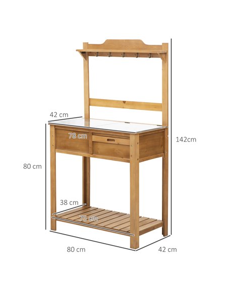 Outsunny Wooden Spacious Garden Potting Table, Natural 845-375 - pic 45042 | FastDaddyshop