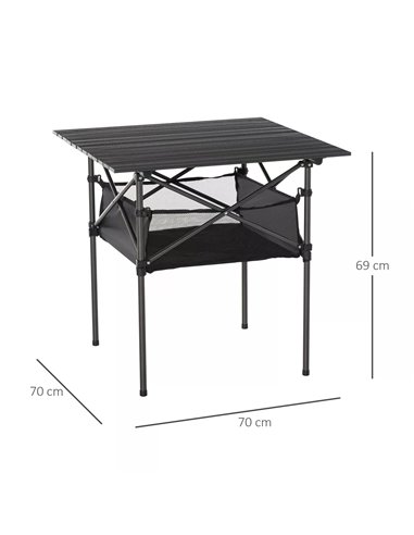Folding Camping Table with Mesh Storage Bag, Black 84B-567