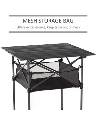 Folding Camping Table with Mesh Storage Bag Lightweight Aluminum Picnic Desk,Roll Up Tabletop with Carring Bag by Outsunny 84B-5