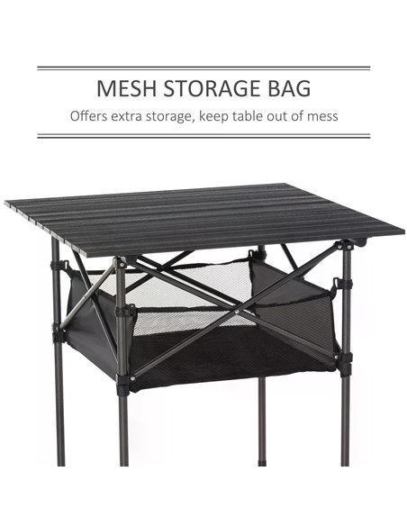 Folding Camping Table with Mesh Storage Bag Lightweight Aluminum Picnic Desk,Roll Up Tabletop with Carring Bag by Outsunny 84B-5 - pic 45053 | FastDaddyshop