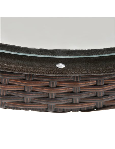 Outsunny Folding Round Tempered Glass Metal Table with Brown Rattan Edging 861-036 - pic 45066 | FastDaddyshop