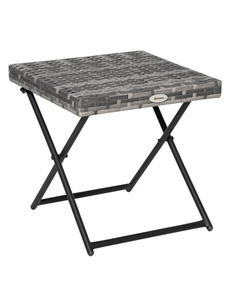 Outsunny Garden Small Folding Square Rattan Coffee Table, Grey 867-034GY - pic 45067 | FastDaddyshop