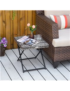 Outsunny Garden Small Folding Square Rattan Coffee Table, Grey 867-034GY 2