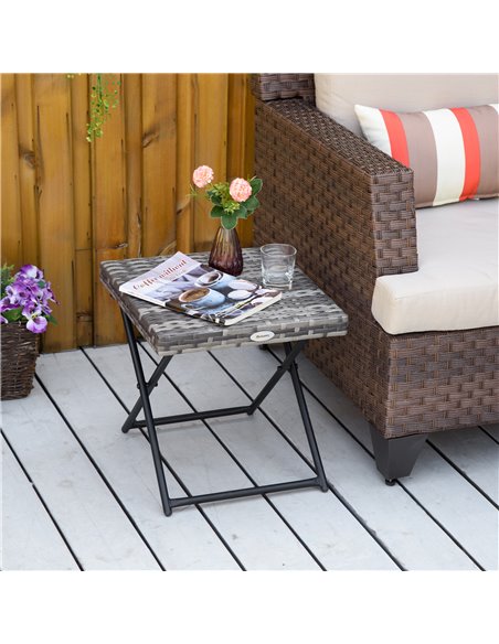 Outsunny Garden Small Folding Square Rattan Coffee Table, Grey 867-034GY - pic 45068 | FastDaddyshop