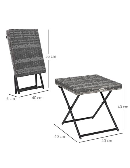 Outsunny Garden Small Folding Square Rattan Coffee Table, Grey 867-034GY - pic 45069 | FastDaddyshop