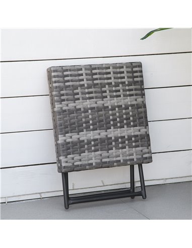 Outsunny Garden Small Folding Square Rattan Coffee Table Bistro Balcony Outdoor Wicker Weave Side Table 40H x 40L x 40Wcm Grey 8