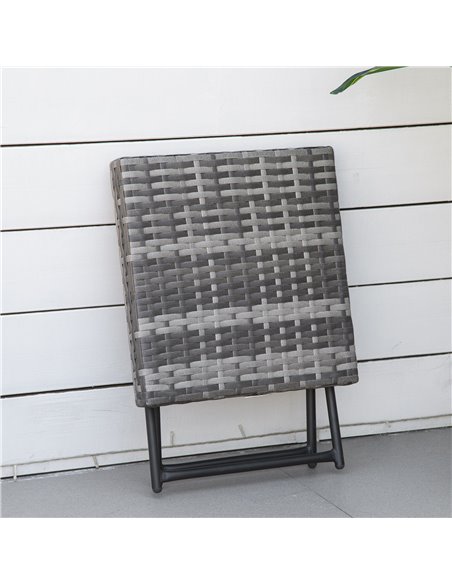 Outsunny Garden Small Folding Square Rattan Coffee Table Bistro Balcony Outdoor Wicker Weave Side Table 40H x 40L x 40Wcm Grey 8 - pic 45074 | FastDaddyshop