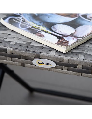 Outsunny Garden Small Folding Square Rattan Coffee Table Bistro Balcony Outdoor Wicker Weave Side Table 40H x 40L x 40Wcm Grey 8