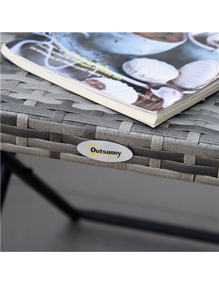 Outsunny Garden Small Folding Square Rattan Coffee Table Bistro Balcony Outdoor Wicker Weave Side Table 40H x 40L x 40Wcm Grey 8 - pic 45075 | FastDaddyshop