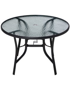 Outsunny 106cm Round Garden Dining Table, Black 84B-777