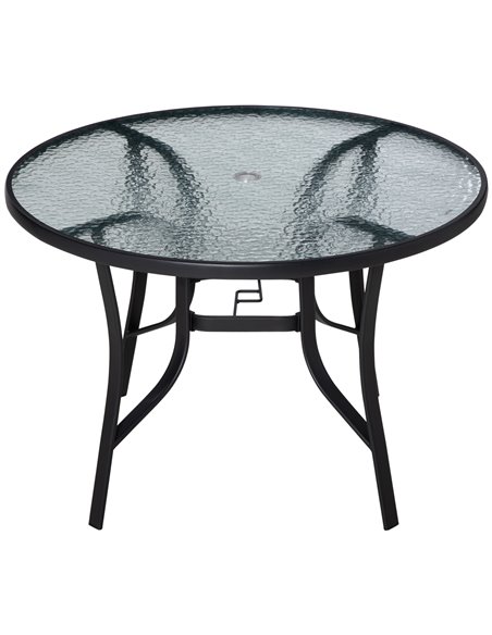 Outsunny 106cm Round Garden Dining Table, Black 84B-777 - pic 45085 | FastDaddyshop