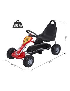 HOMCOM Kids Ride on Pedal Go Kart W/ Hand Brake-Red 2