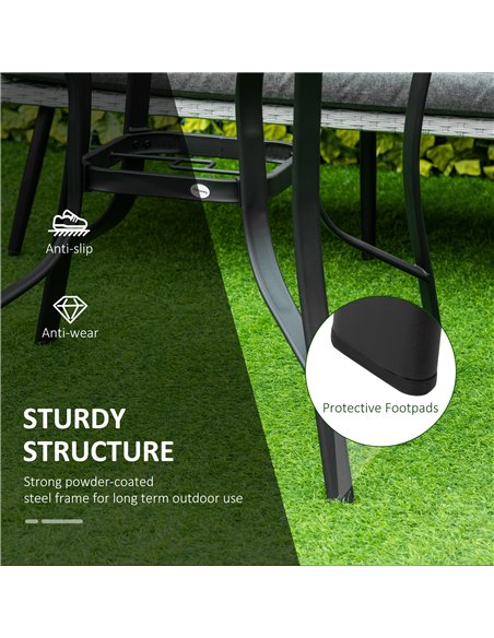 Outsunny 106cm Round Garden Dining Table with Parasol Hole Tempered Glass Top Steel Frame 84B-777 - pic 45090 | FastDaddyshop