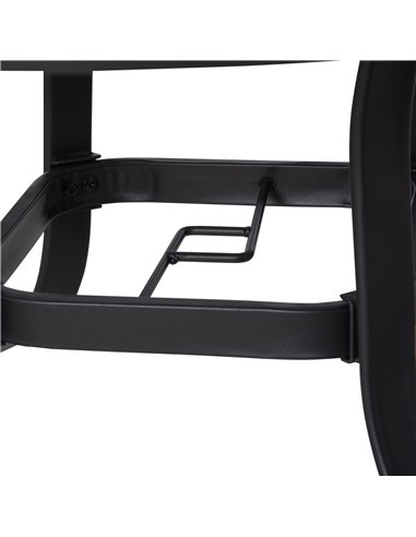 Outsunny 106cm Round Garden Dining Table with Parasol Hole Tempered Glass Top Steel Frame 84B-777