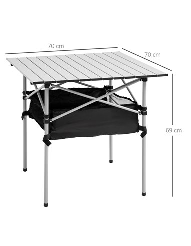 Outsunny Portable Camping Table With Mesh Bag, Silver 84B-567SR
