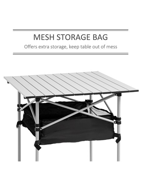Outsunny Portable Camping Table W/ Mesh Bag Camping Outdoor Dining Foldable W/ Steel Frame Picnic Lightweight Hiking Furniture D - pic 45097 | FastDaddyshop