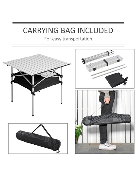 Outsunny Portable Camping Table W/ Mesh Bag Camping Outdoor Dining Foldable W/ Steel Frame Picnic Lightweight Hiking Furniture D - pic 45098 | FastDaddyshop