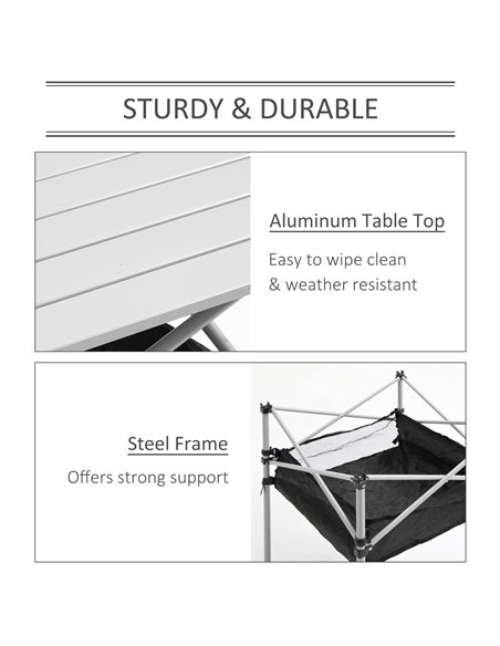 Outsunny Portable Camping Table W/ Mesh Bag Camping Outdoor Dining Foldable W/ Steel Frame Picnic Lightweight Hiking Furniture D - pic 45099 | FastDaddyshop