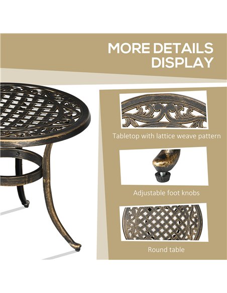 Outsunny Industrial Garden Side Table, Round Hollow Top Design Patio End Table with Cast Aluminum Frame, Bronze 84G-044V00BN - pic 45107 | FastDaddyshop