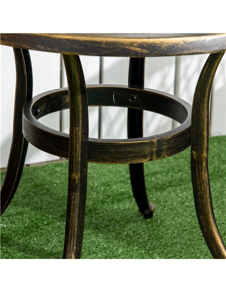 Outsunny Industrial Garden Side Table, Round Hollow Top Design Patio End Table with Cast Aluminum Frame, Bronze 84G-044V00BN - pic 45109 | FastDaddyshop