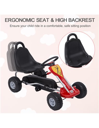 HOMCOM Kids Ride on Pedal Go Kart W/ Hand Brake-Red